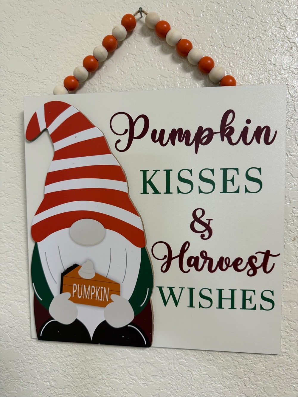 Fall Pumpkin Gnome Wall Sign - 10.5x10.5